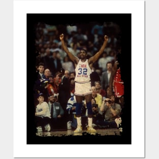 Magic Johnson - Celebrates After Defeating The East Team, 1987 Posters and Art